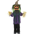 HOMCOM 3'6" Pumpkin Scarecrow Halloween Animatronic, with Glowing Eyes