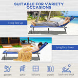 Outsunny Folding Sun Loungers Set of 2 with Face Hole, 4-Position Adjustable Backrest Garden Recliner Chairs Sunbeds, Outdoor Lounge Chairs with 600 D Oxford Cloth Seat, Pillow for Beach, Blue