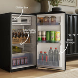 HOMCOM Under Counter Fridge, 85L Small Retro Refrigerator with Chiller Box, Adjustable Thermostat, Glass Shelves, Black