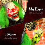 Outsunny Life Size Stackable Halloween Animated Clown with Red Light Up Eyes, Sound Activated Scary Halloween Decorations, Battery Operated, Indoor Party Props