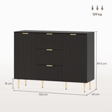 HOMCOM 2-Door Sideboard with 3 Drawers and Adjustable Shelves - Black