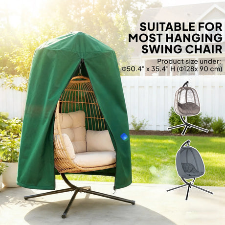 Outsunny 190 x 128cm Hanging Egg Chair Furniture Cover - Green