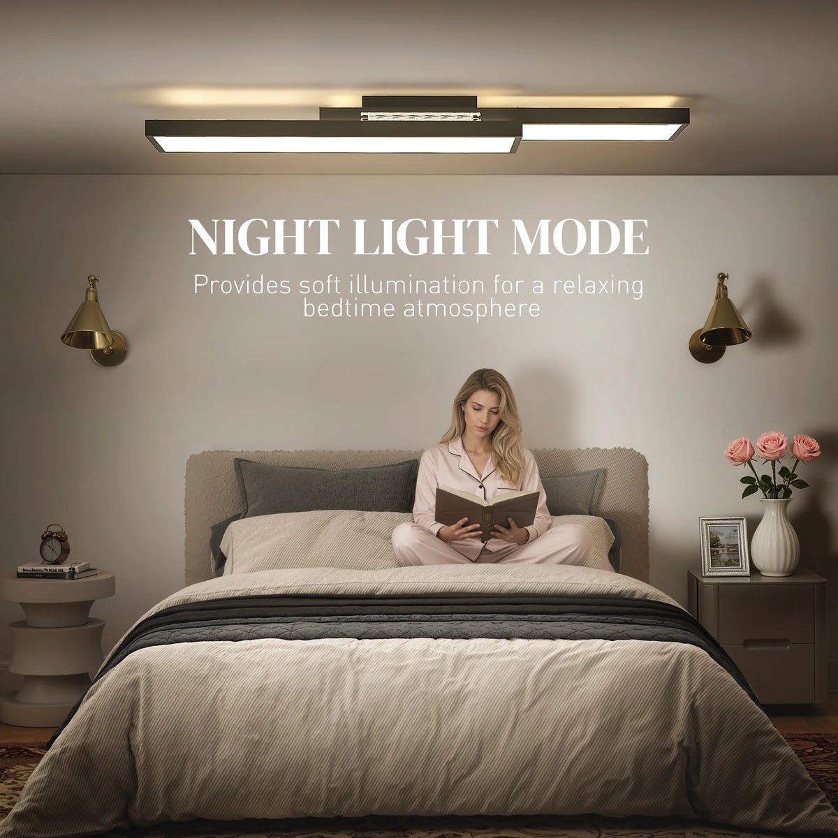 HOMCOM LED Ceiling Light, Modern Dimmable Ceiling Light with Wall Switch & Remote Control, Flush Mount Ceiling Lamp with 3000-6000K Colour Temperatures for Living Room, Bedroom, Black