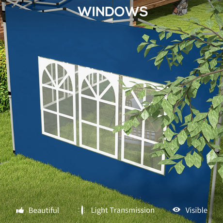 Outsunny Set of 2 Gazebo Side Panels - Blue