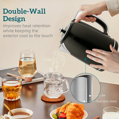 HOMCOM Polished Retro 40-100C Kettle and Toaster Set - Black