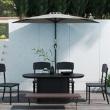 Outsunny Half Round Parasol Umbrella - Light Grey