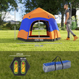 Outsunny Six Man Hexagon Camping Tent with Hang Hook and Carry Bag - Orange and Blue
