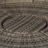 Outsunny Outdoor PE Rattan Garden Furniture with Cushioned, Patio Wicker Conversation Furniture Set, Round Daybed with Retractable Canopy, Coffee Table and Three Pillows, Dark Grey/Grey