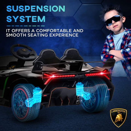 HOMCOM Lamborghini Veneno Licensed Electric Ride-On Car, with Remote, Music, Horn - Black