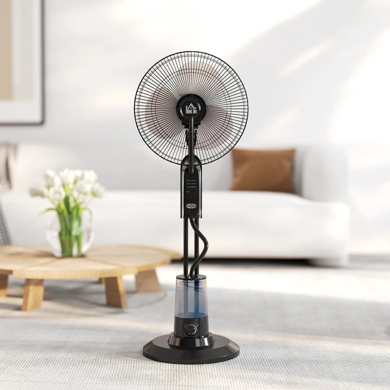 HOMCOM Pedestal Fan with Water Mist Spray, Spray Misting Fan with 70 Oscillation, Tilt Head, 3 Speeds, 3 Modes, Adjustable Mist, 3.2L Water Tank, for Home, 120 cm