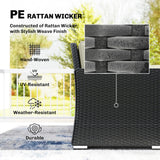 Outsunny 7 Pieces PE Rattan Garden Furniture Set, 50,000 BTU Gas Fire Pit Table, Double Corner Sofa and 3 Footstools