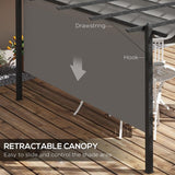 Outsunny 4 x 3(m) Aluminium Pergola with Retractable Roof, Garden Gazebo Canopy Shelter for Outdoor, Patio, Grey