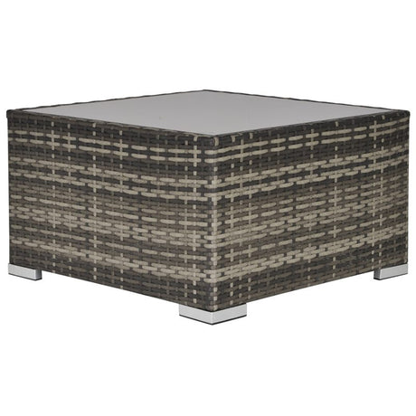 Outsunny Square PE Wicker Rattan Table with Glass Top - Dark Grey