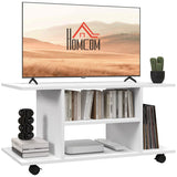 HOMCOM Modern TV Cabinet Stand Storage Shelves Table Mobile Bedroom Furniture Bookshelf Bookcase White