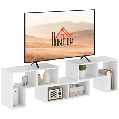 HOMCOM TV Stand for TVs up to 75 Inches, Free Combination TV Unit with Storage Shelves, Extendable Entertainment Centre for Living Room, White Wood Grain