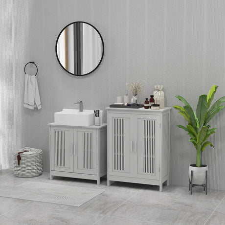 kleankin Modern Bathroom Floor Cabinet - Grey