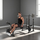 SPORTNOW Weight Bench with Two Barbell Racks, Leg Curl Machine, Preacher Curl Bench, Black
