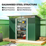 Outsunny 8.5 x 4ft Metal Shed with Lightsky Panels, Garden Storage Tool House with Double Doors for Garden, Patio and Lawn, Green
