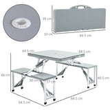 Outsunny Aluminium PP  4-Seater Portable Picnic Table and Bench Set Silver