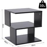 HOMCOM Side Table Square Coffee Table Modern End Table with 2 Tier Storage Shelves for Living Room, Bedroom, Black