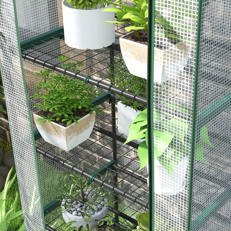 Outsunny 193cm Five Shelf Mini Greenhouse - White