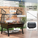 Outsunny 3-in-1 Barbecue Grill, Rotisserie Roaster and Fire Pit, with Cover