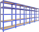 5 x 90cm Blue Storage Racks with 4200kg Capacity, Free Bay Connectors and Mallet