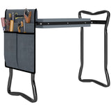 Outsunny 2 in 1 Garden Kneeler Seat, Kneeling Pad Support Bench, Foldable Knee Protector with Tool Bag, Grey