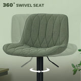 HOMCOM Breakfast Bar Stools Set of 2 Linen upholstery 60-80cm Adjustable Height - Green