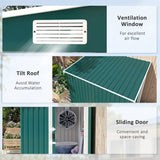 Outsunny 7 x 5ft Galvanised Metal Shed, with Sliding Door - Green