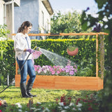 Raised Garden Bed with Side Trellis Hanging Roof and Planter Box-Orange