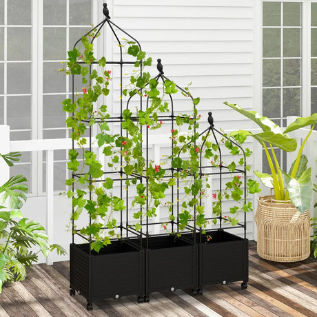Climbing aid with flower box &amp; self-watering on wheels Garden Obelisk Tomato tower