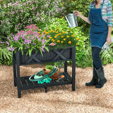 HIPS Raised Garden Bed Poly Wood Elevated Planter Box-Black