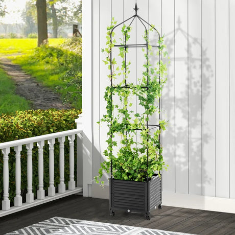 Climbing aid with flower box &amp; self-watering on wheels Garden Obelisk Tomato tower