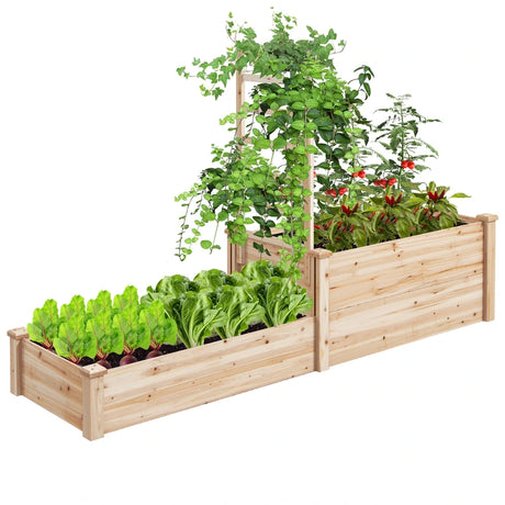 Raised Garden Bed with Trellis-Natural