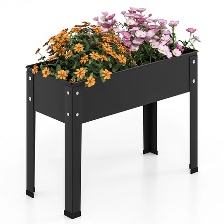 Metal Raised Garden Bed with Legs and Drainage Hole for Vegetable Flower-24 x 11 x 18 inches