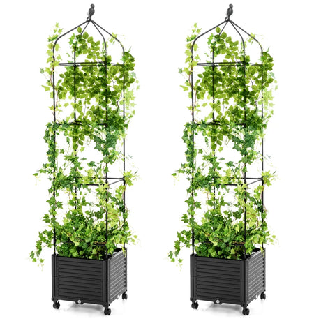 Climbing aid with flower box &amp; self-watering on wheels Garden Obelisk Tomato tower
