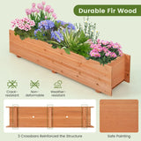 Fir Wood Planter Box with 2 Drainage Holes and 3 Added Bottom Crossbars-Orange