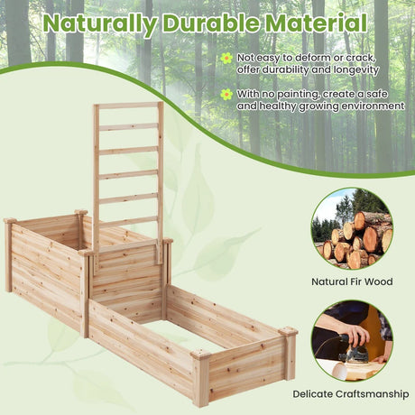 Raised Garden Bed with Trellis-Natural