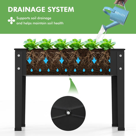 Metal Raised Garden Bed with Legs and Drainage Hole for Vegetable Flower-24 x 11 x 18 inches