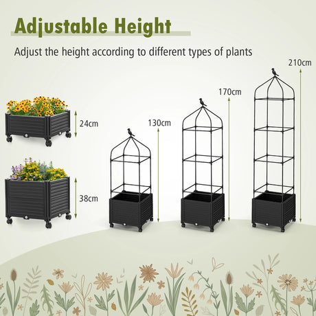 Climbing aid with flower box &amp; self-watering on wheels Garden Obelisk Tomato tower