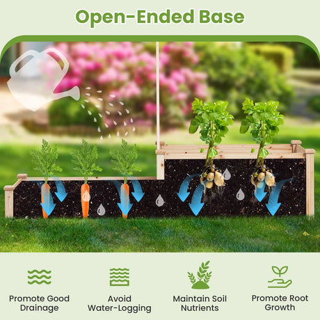 Raised Garden Bed with Trellis-Natural