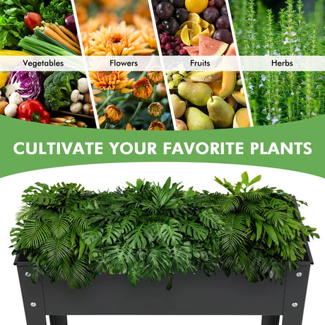 Metal Raised Garden Bed with Legs and Drainage Hole for Vegetable Flower-24 x 11 x 18 inches