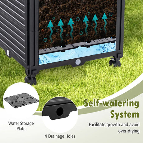 Climbing aid with flower box &amp; self-watering on wheels Garden Obelisk Tomato tower
