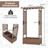 Planter with 2 Side Trellises Hanging Roof in Fir Wood with Drainage Hole Raised Garden Bed 182x110x44cm Coffee