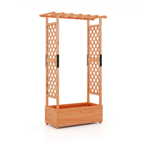 Raised Garden Bed with Arch Trellis-Orange