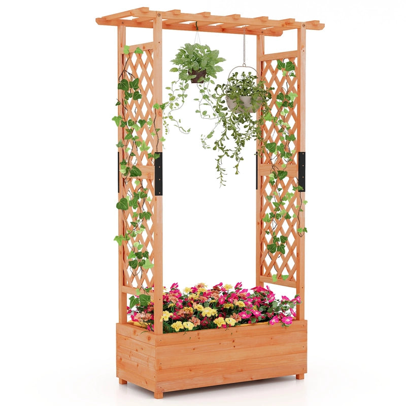 Raised Garden Bed with Arch Trellis-Orange