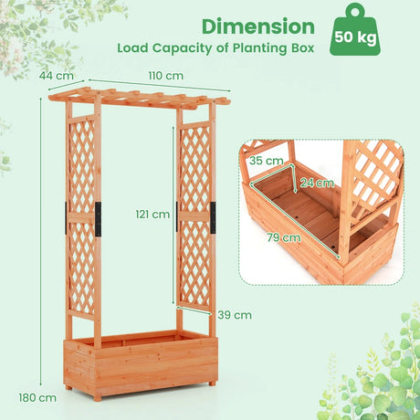 Raised Garden Bed with Arch Trellis-Orange