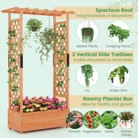 Raised Garden Bed with Arch Trellis-Orange