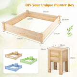 49" x 49" x 10" Raised Garden Bed with Compost Bin and Open-ended Bottom-Natural
